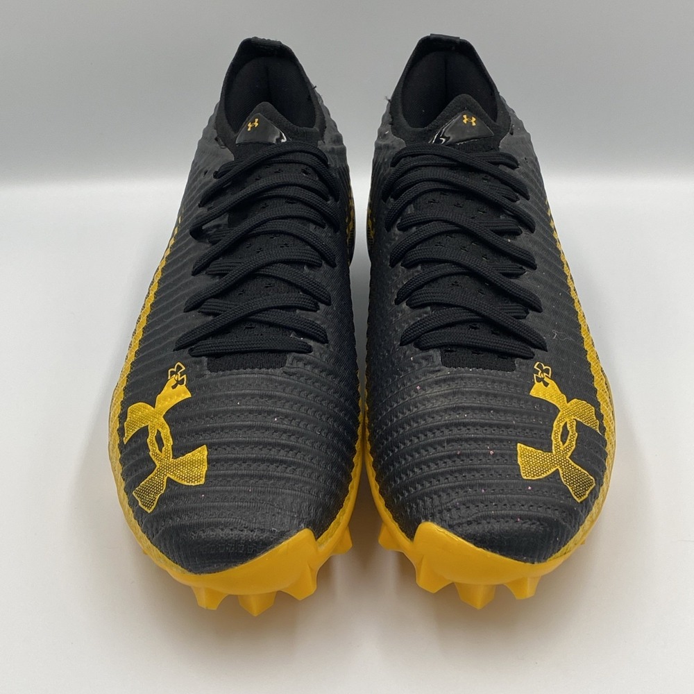 Under Armour Blur Pro Football Cleats Black Steeltown Gold Men's 9 3028220-002 - Picture 3 of 7
